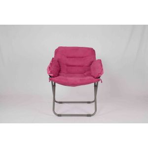 Kids Rose Red Leisure Metal Folding Chairs With Heavy Duty Polyester Fabric