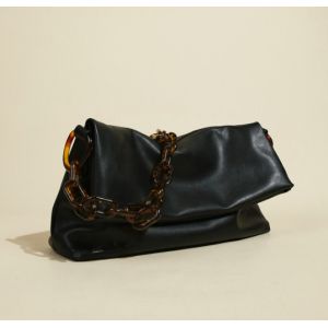 Zippered Small Underarm Bag 32cm 18cm White Leather Crossbody Bag