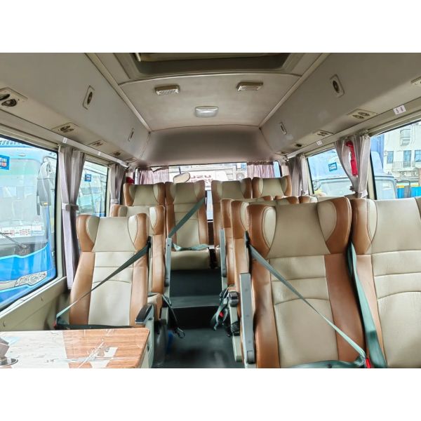 2nd Hand Mini Bus 15 Seats External Swinging Door Champagne Color 7 Meters Ankai HFF6701 Tour Bus