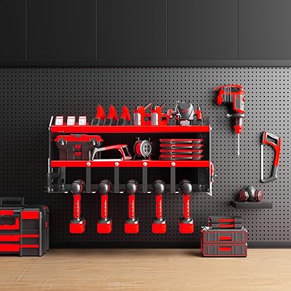 Stocked Heavy Duty Metal Power Tool Organizer Storage Wall Mount Upgrade Your Workshop