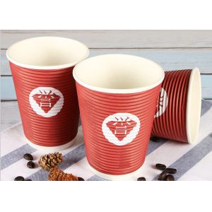 Takeaway Eco Friendly Coffee Cups , Red Disposable Hot Beverage Cups