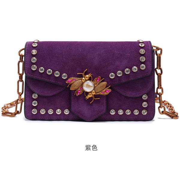 Buy Polished Leather Single Womens Shoulder Handbags , Honeybee Fashion Rivets Handbag at wholesale prices