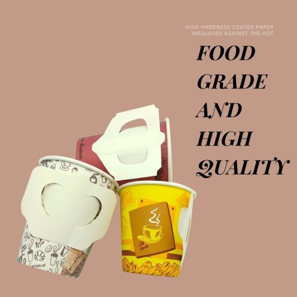 Hot Drinks Tea Coffee Biodegradable Paper Cup with Handle and Customized Printing