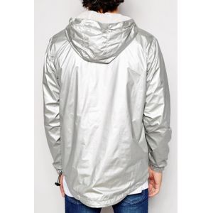 Oem Bulk Mens Reflective Jacket 100% Polyester Shiny Silver Lightweight