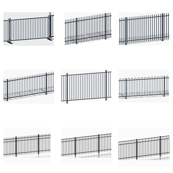 1.8*2.4m Steel Galvanized or Aluminum Satin Black Picket Garden Fence Panel
