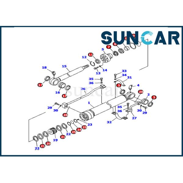 707-98-36240 Bucket Cylinder Sealing Kit Komatsu Seals PC120-6 Model Inner