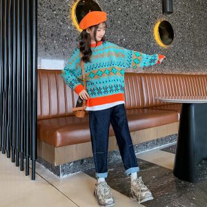 Quality Middle Childrens Spring Clothes Round Neck Sweater Jacquard Craft for sale