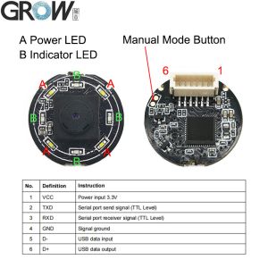 GROW GM861XS Small USB UART Interface 1D 2D Bar Code QR Code Barcode Reader