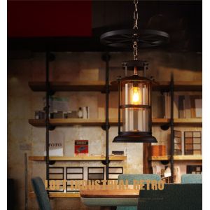 Retro Industrial Wind Wheel Chandelier Bar Table Coffee Restaurant Lantern
