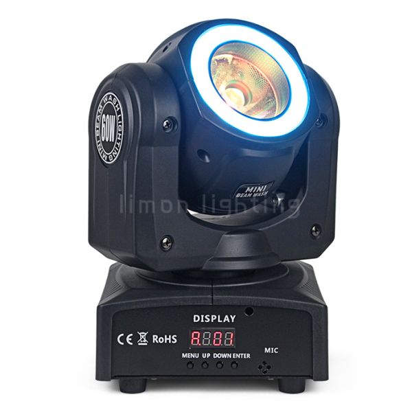 Cheap Price Manual Focus 60w RGBW 4in1 Mini LED Moving Head Beam Light with LED Strip