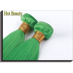 Green 100% Remy Virgin Human Hair , Straight Peruvian Weave Bundles