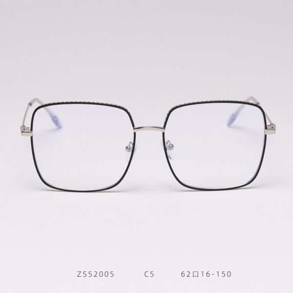 Silver Alloy Square Big Frame Glasses Men Women Unisex Decoration Transparent Frame Glasses