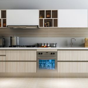 Customized Veneer Color Modern Design Modular Solid Wood Kitchen Cabinets
