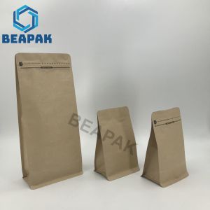 Stock 250g Kraft Paper Coffee Packaging Bags CMYK With Valve