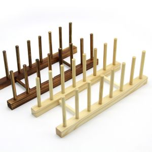 Wooden Wine Tea Cup Holder Stand Carbonized Kitchen Drain Rack