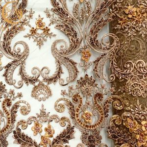 Eco - Friendly Applique Lace Fabric With Handmade Beads Embroidery