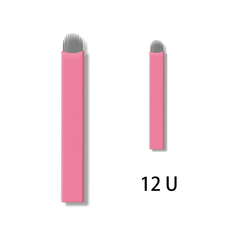 Pink 18U Sterilized Microblading Tattoo Pen with 0.16mm Stainless Steel Needle for Permanent Makeup