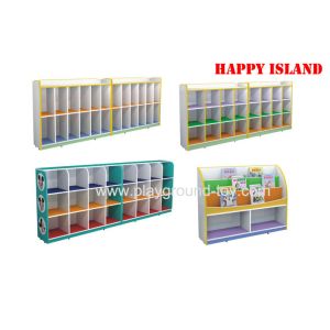 Quality MDF Colorful Design Or Wooden Cabinets Kindergarten Classroom Furniture , Antique School Furniture For Shoes Toy Storage for sale