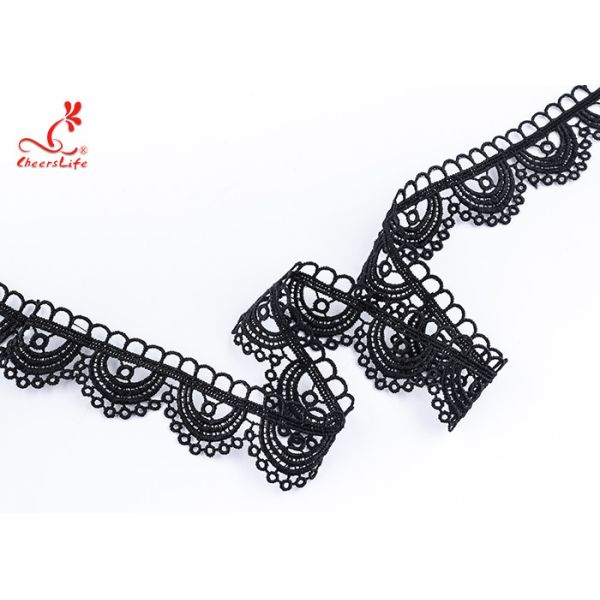 Durable Quality 4 Cm Popular Milk Yarn Voile Embroidered Embroidery Hollow Out Black Lace for Casual Dress