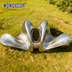 Quality Large Outdoor Abstract Stainless Steel Sculpture 'Rhythm Wings' for sale