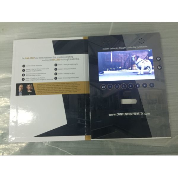 A4 brochure 7 inch TFT lcd video greeting card, lcd video cards, video brochure