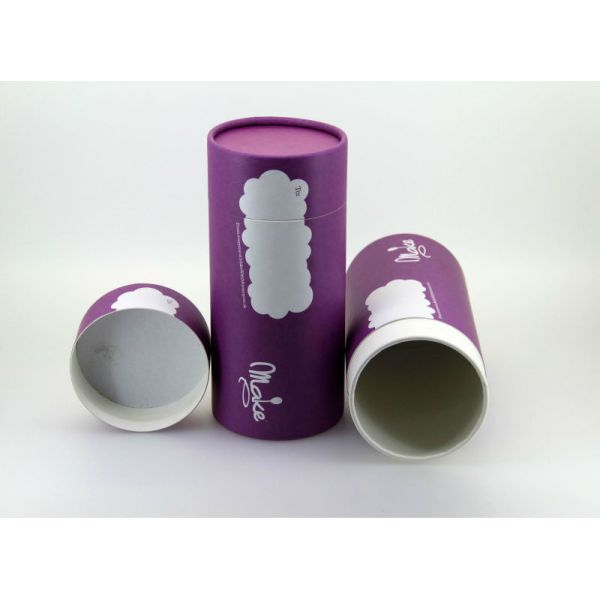 Buy Elegant Purple Cylindrical Kraft Paper Cans Packaging for Tea / Food / Cosmetics Packaging at wholesale prices