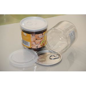 380ml Easy Open Clear Round Plastic Canisters for Dry Fruits Packaging