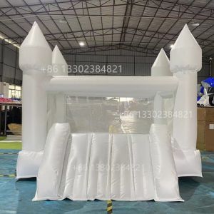 Moonwalk Commercial Inflatable White Bounce House Jumping Bouncy Castle Small