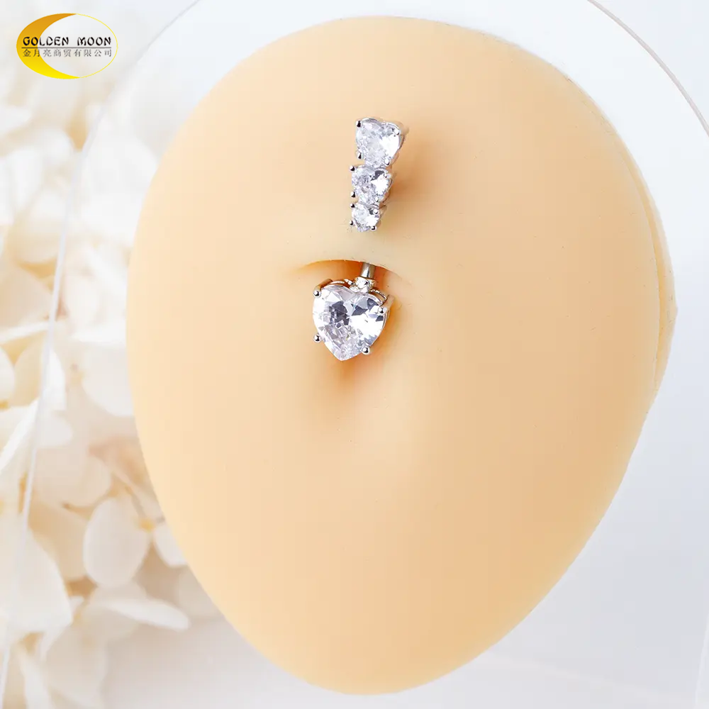 Zircon Anniversary 316l Stainless Steel Body Piercing Jewelry Belly Button Rings 12mm