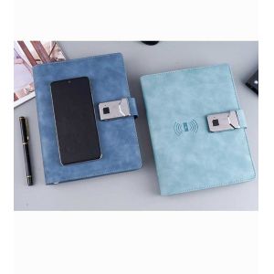 Quality Waterproof Multiscene PU Leather Notebook , Recyclable Notepad With Power Bank for sale