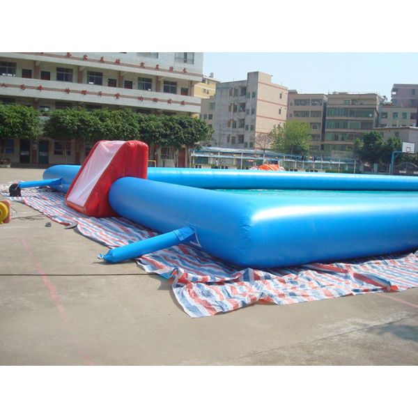 Lagre Tarpaulin Inflatable Sports Games , Blue Color Inflatable Football Court / Field