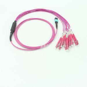 OM4 MPO LC Optical Fiber Cable 12 Core 2m Mpo Multimode Fiber