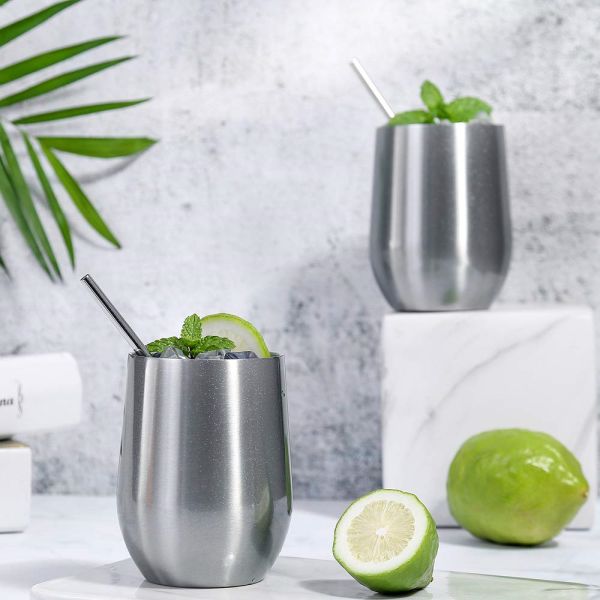 Ecoffee Double Wall Vacuum Insulated egg shaped wine tumbler, 12oz egg shaped mug cup stainless steel