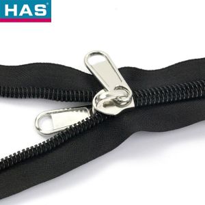 Black Nylon Long Chain Zipper Roll Double Sided Long Chain Zipper