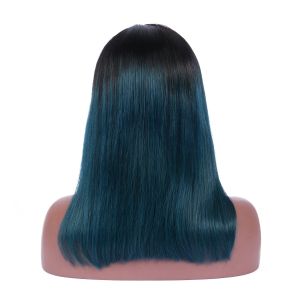Brazilian Virgin Hair Lace Front Wig Ombre 1B/green