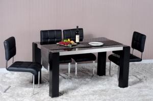 China Modern Dining Room Furniture,Wood/Stainless Steel Dining Table,PU Chair on sale