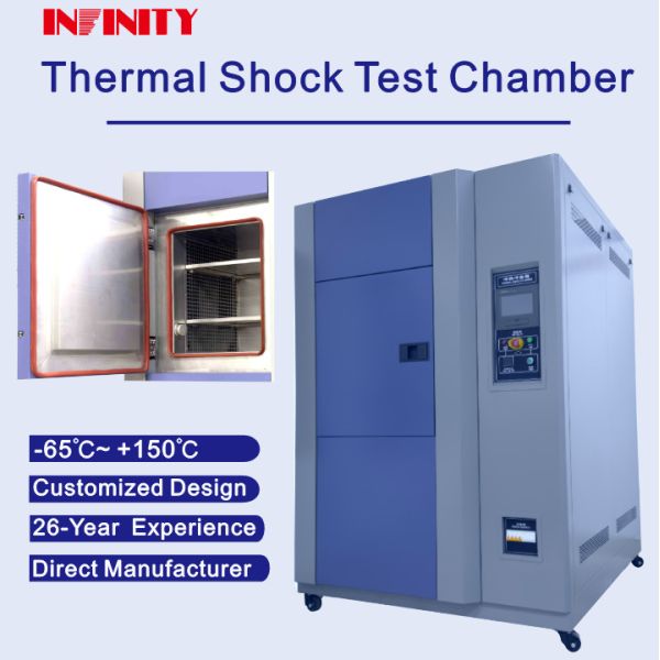 Thermal Shock Hot Cold Impact Test Chamber Cooling Rate Cold Storage Area Down From RT To-55C In Only 75min