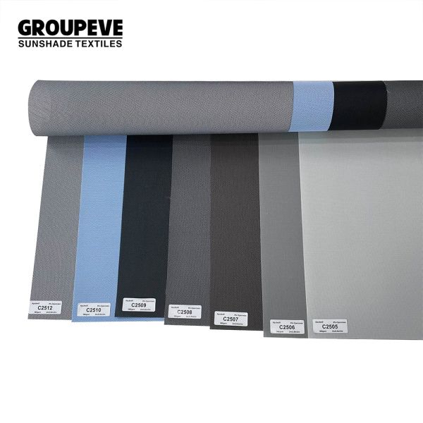 1% Openness Fire Retardant Solar Roller Shades with Light Filtering Polyester Sunscreen Fabric for Windows
