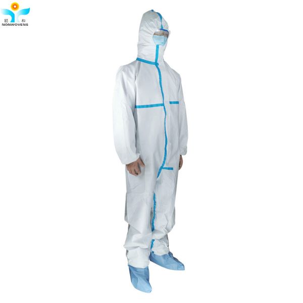 Microporous Disposable Blue Protective Coveralls 65gsm Used In Hospital For Nurses