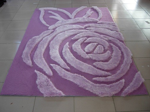 Buy Beautiful Rose Structured Polyester Silk Face Acrylic Underlay Shaggy Carpet at wholesale prices