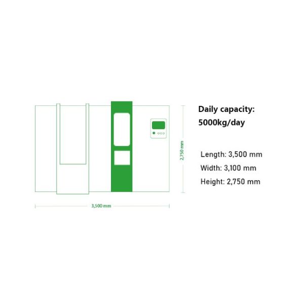 5000kg Per Day Kitchen Food Cycler Kitchen Waste Disposal Machine Waste Dehydrator