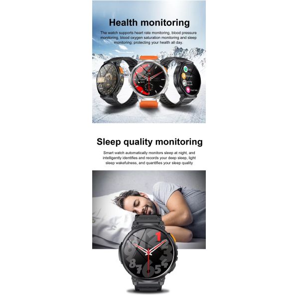 Outdoor BT Music Smart Watch IP68 Sleep Monitor SmartWatch K66 730mah Battery