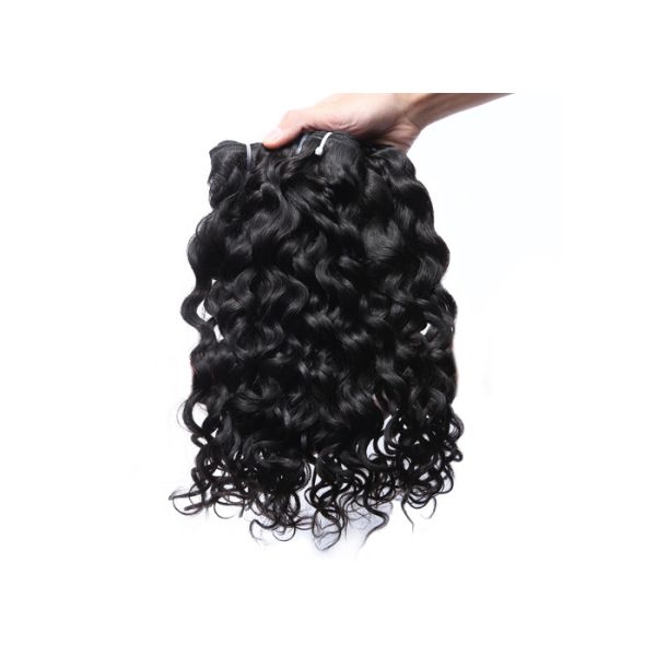 Full Tightened Water Wave Virgin Human Hair Extensions Healthy Natural Black 100G