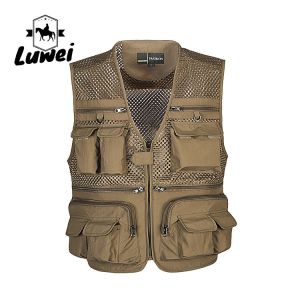 Summer Designer Casual Biker Multi-pocket Mesh Utility Breathable Sleeveless
