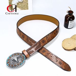 Men'S Needle Buckle Leather Casual Western Belt Street Style