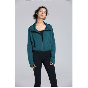 Thumb Hole Women'S Sports Hoodie Ladies Zip Front Sweatshirts 210g