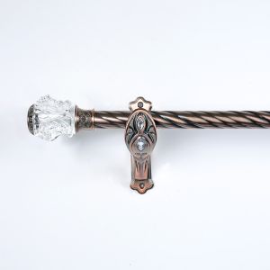 0.5mm Thickness Twisted Iron Curtain Rod Accessories Clear Crystal Decorative