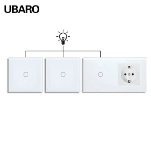 EU Standard Dual Light Switch With Red/Blue Indicator Light