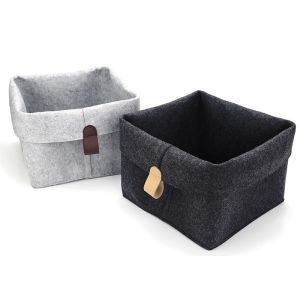 25*25*18cm Grey Felt Storage Basket Wonderful Design With Leather Handles