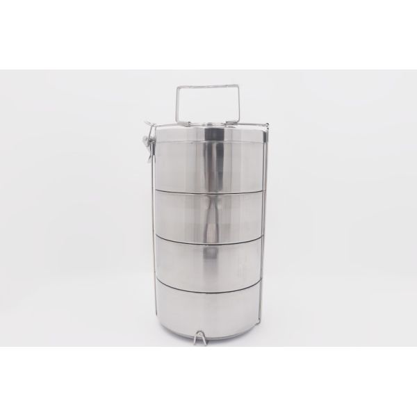 Buy 16cm 3 Layers Stackable Food Tiffin Carrier SS Tin Metal Lunch Box at wholesale prices
